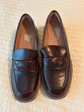 Nordstrom Women's Burgundy Leather Woven Top Loafers